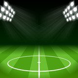 Soccer Background with Bright Spot Lights 