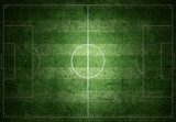 soccer field with white lines on grass, grunge paper 