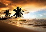 sunset on the beach of caribbean sea 