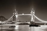 Tower Bridge at night in black and white 