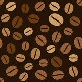 Coffee Beans Seamless Pattern on Dark Background 