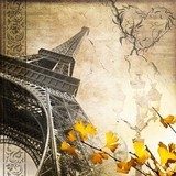Collage carrÃ© tour Eiffel romantique rÃ©tro 