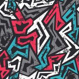 colored graffiti seamless pattern with grunge effect 