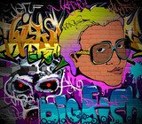Graffiti wall urban art background. Grunge hip hop design 