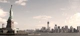 Panorama on Manhattan, NYC - sepia image 