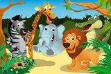 African animals in the jungle 