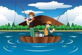 Kids fishing together 