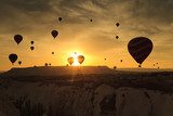 Balloons in Cappadocia at dawn sky background 