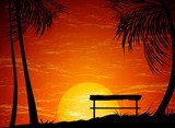 Beautiful view sunset with palm nature background 