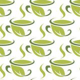Fresh green herbal tea seamless pattern 