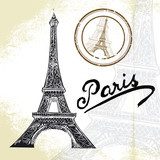 France, Paris - hand drawn Eiffel tower 