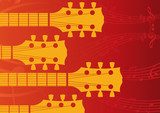 A music, vector background with Guitar headstocks 