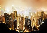 Hong Kong island from Victoria's Peak at night 