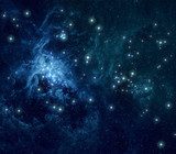 Blue nebula stars background 