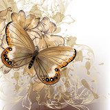 Cute stylish floral background with butterfly 