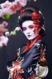young pretty geisha in kimono 