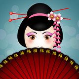 Geisha with fan 