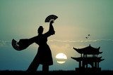Chinese  dance at sunset 
