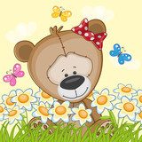 Bear with flowers