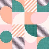 Colorful geometric seamless pattern in Scandinavian style. Abstract vector background with simple shapes and textures.
