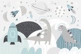 Kosmiczne dinozaury w stonowanych barwach