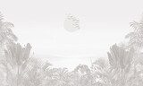 Minimalist Nature Wallpaper: Soft Green Exotic Plants & Jungle Leaves Texture