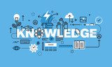 Modern thin line design concept for KNOWLEDGE website banner. Vector illustration concept for university and education.