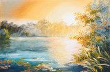 painting - sunset on the lake