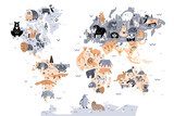 Pastelowa edukacyjna mapa zwierząt świata
