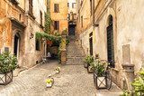 romantic alley in old part of Rome, Italy