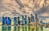 Skyline of Singapore on a cloudy day