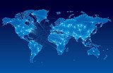 Świetliste połączenia globalnej mapy