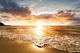 The beach with sunset and cloud in golden hours.