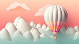 The pastel hot air balloon is a beautiful sight against the clear blue sky. Generative AI