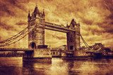 Tower Bridge in London, the UK. Vintage style
