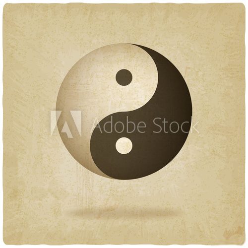 Yin yang old background - vector illustration