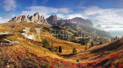 Mountain panorama in Italy Alps dolomites - Passo Gardena