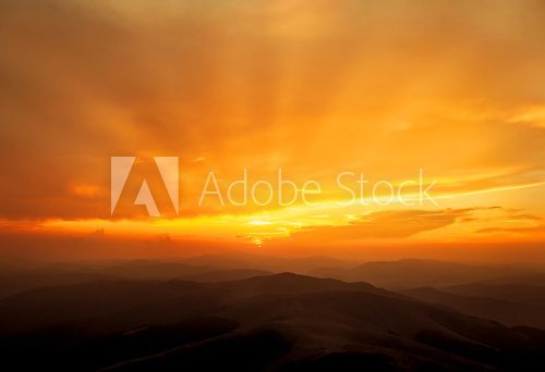 Golden sunset over the mountains