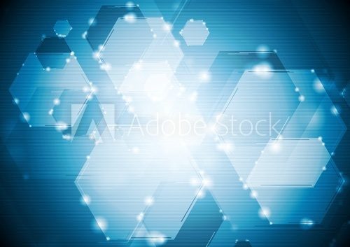 Shiny sparkling tech hexagons background
