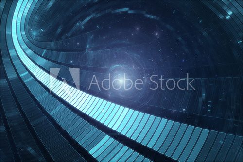 3D abstract futuristic background - Space travel - Teleport