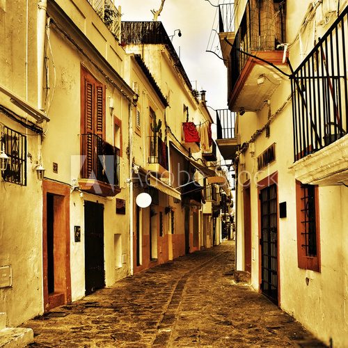 street of Dalt Vila, the old town of Ibiza Town, in Balearic Isl