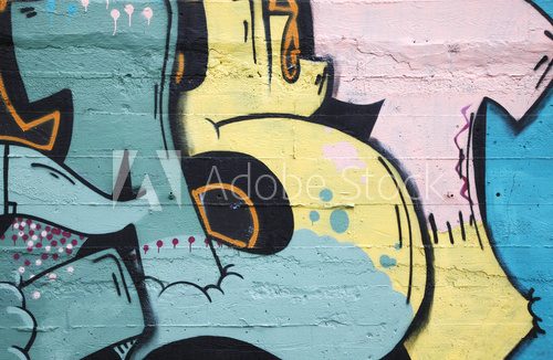 Inner city background with colorful graffiti