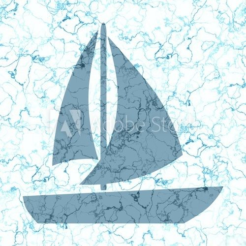 Seamless sailing boat generated texture background in blue and white