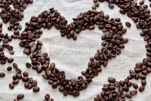 coffee beans formed to heart