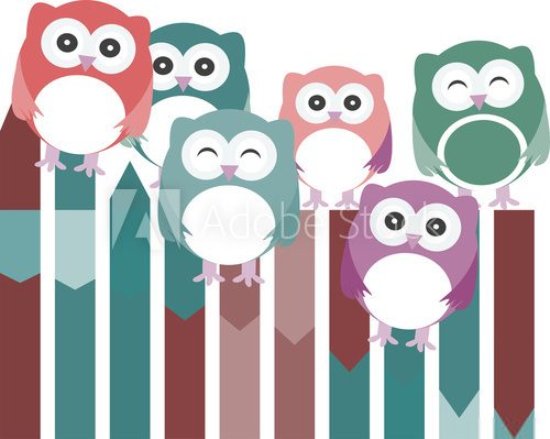 set of owls with different expressions