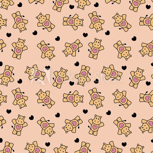 Cute romantic seamless pattern with little hippos