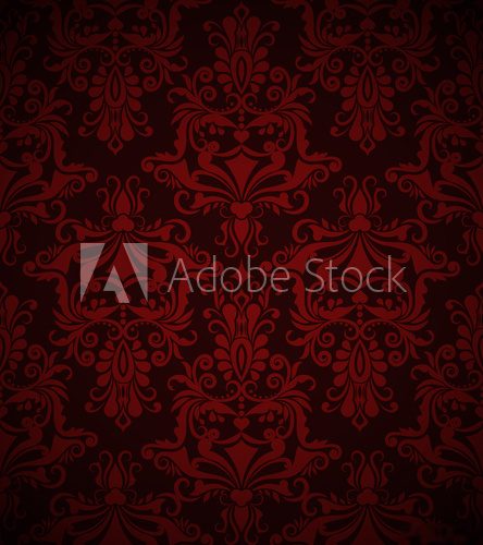 Seamless dark red vintage wallpaper pattern.
