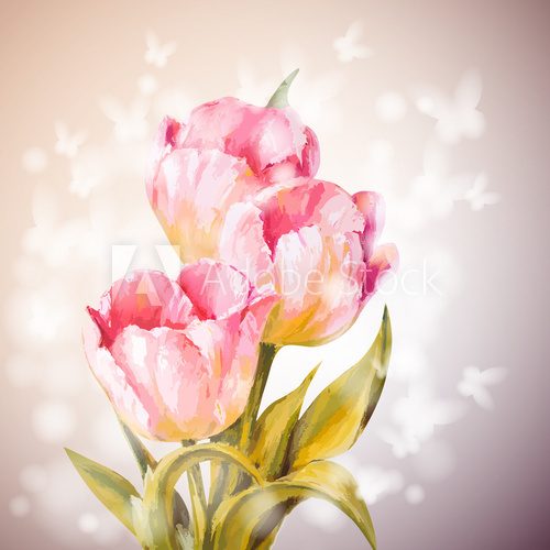 Tulips flowers background.