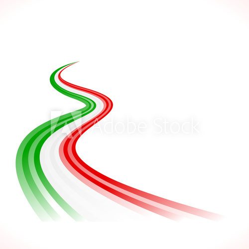 Abstract waving Italian, Mexican, Hungarian and Iranian flag