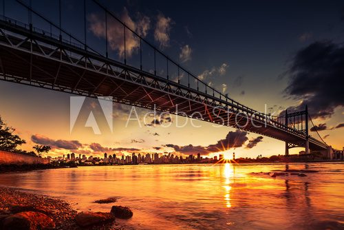 Sunset under Triboro Bridge, NY